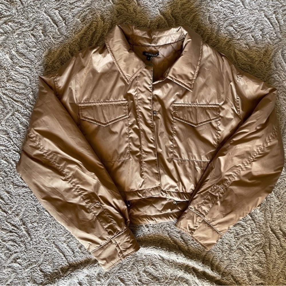 *NWT* Y2K Tan Quilted Puffer Jacket with Elastic Cuffs